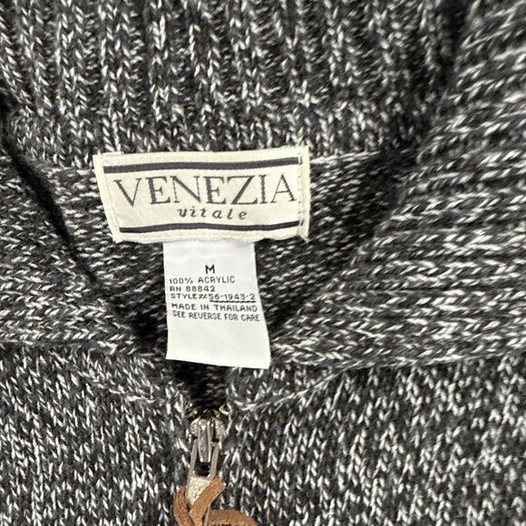 Venezia Vitale Knitted Cardigan - Medium - Black White Zip Up - Picture 3 of 9